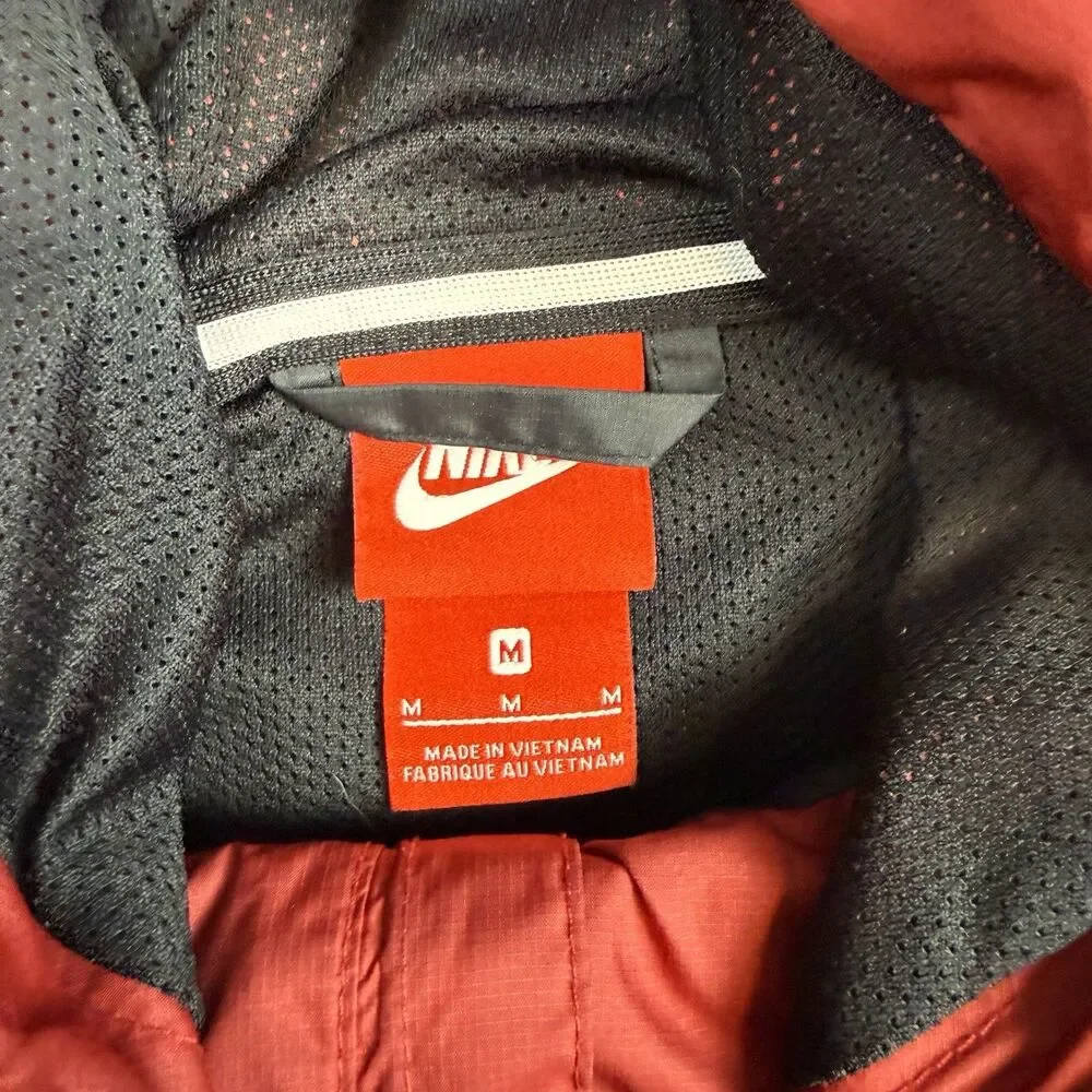 Nike Windrunner Hooded Windbreaker Jacket Red Black Big Logo Mens M